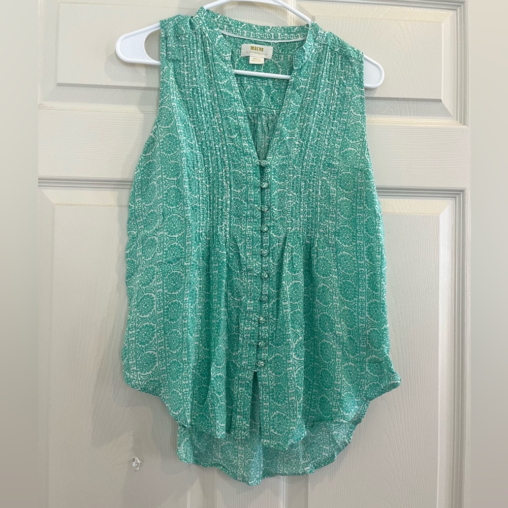 MAEVE/ANTHROPOLOGIE Sleeveless Pintuck Blouse